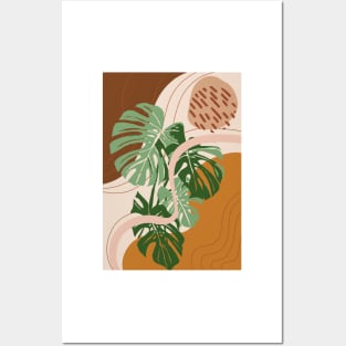 Mid Century Modern Plant Art, Abstract Monstera Illustration Posters and Art